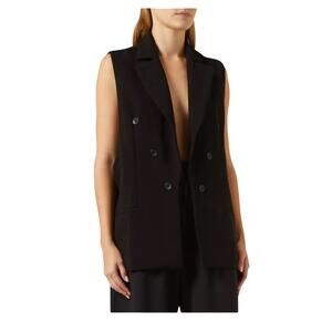 NEW $215 ALOHAS Sold Out Piera Blazer in Matte Black Layered Designer Piece  XS